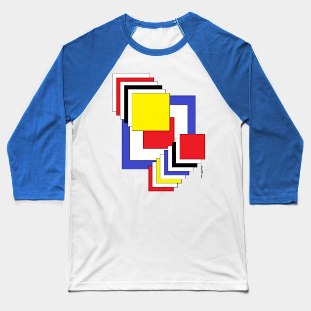 Squares Abstract Baseball T-Shirt by AzureLionProductions